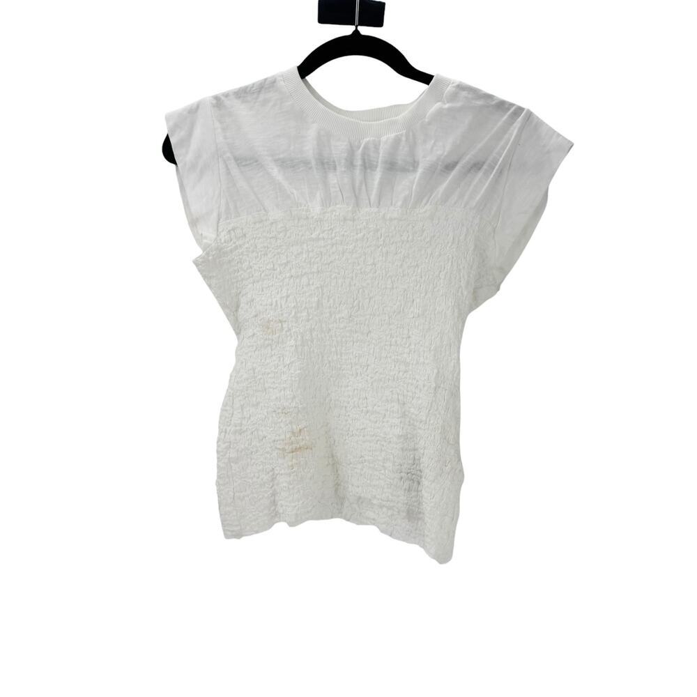 Maeve Smocked Pullover Muscle Top Round Neck Cap Sleeves White Size XS NWOT - Picture 13 of 14